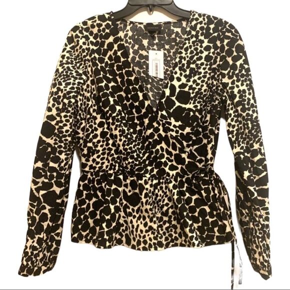 NWT leopard print WHO WHAT WEAR lightweight wrap/side tie blouse, Sz S NEW!🏷 - Picture 4 of 16